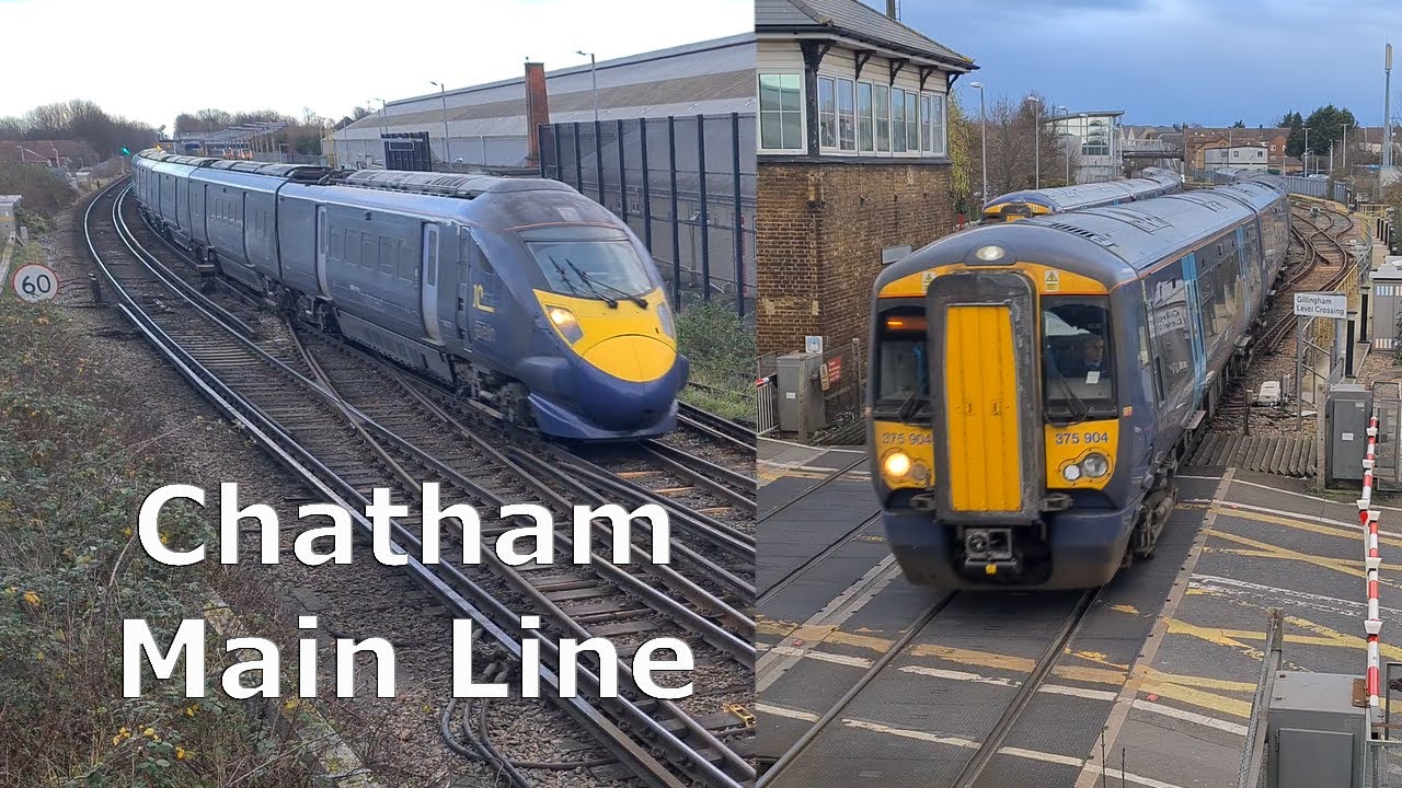 Trains on the Chatham Main Line at Gillingham.