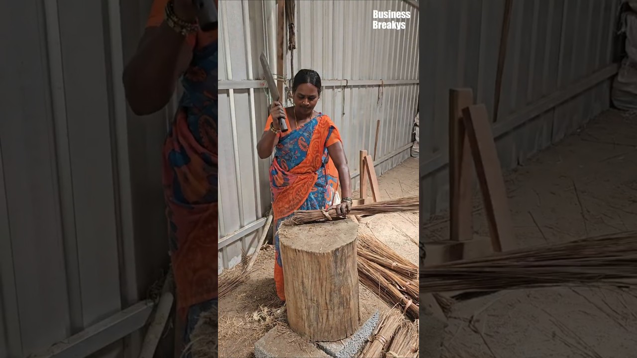 How Handmade Coconut Brooms Are Made #broomstick #coconut #shortsfeed