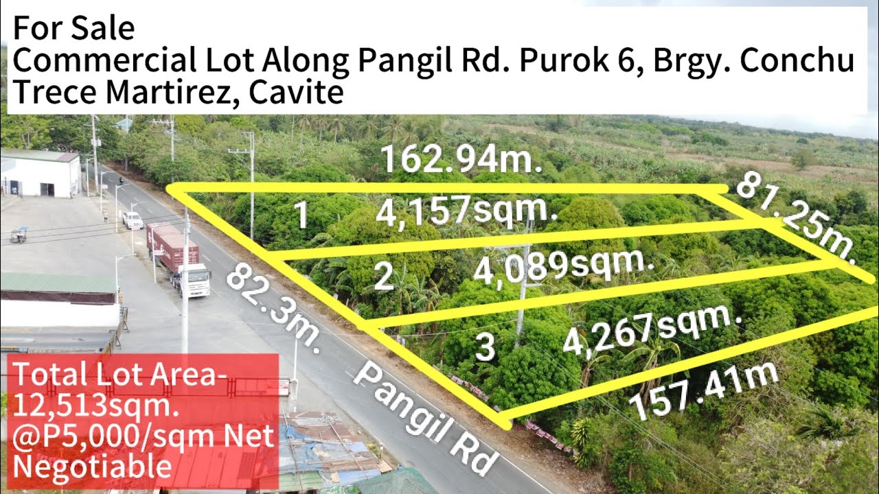 Pangil Rd Purok 6 Brgy Conchu Trece Martirez Cavite Commercial Lots For Sale 12,513sqm @P5k/sqm Neg.