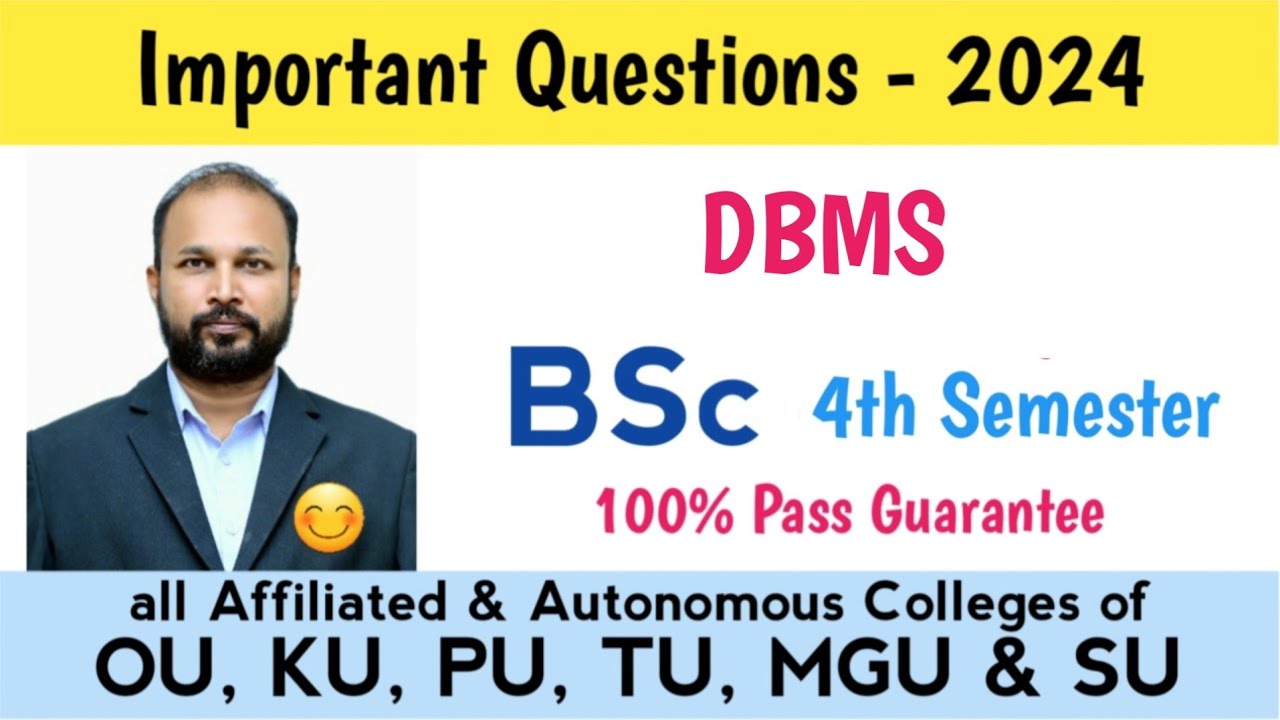 DBMS Imp Questions 2024 Bsc IV 4th Sem semester important computer science OU KU PU TU MGU SU