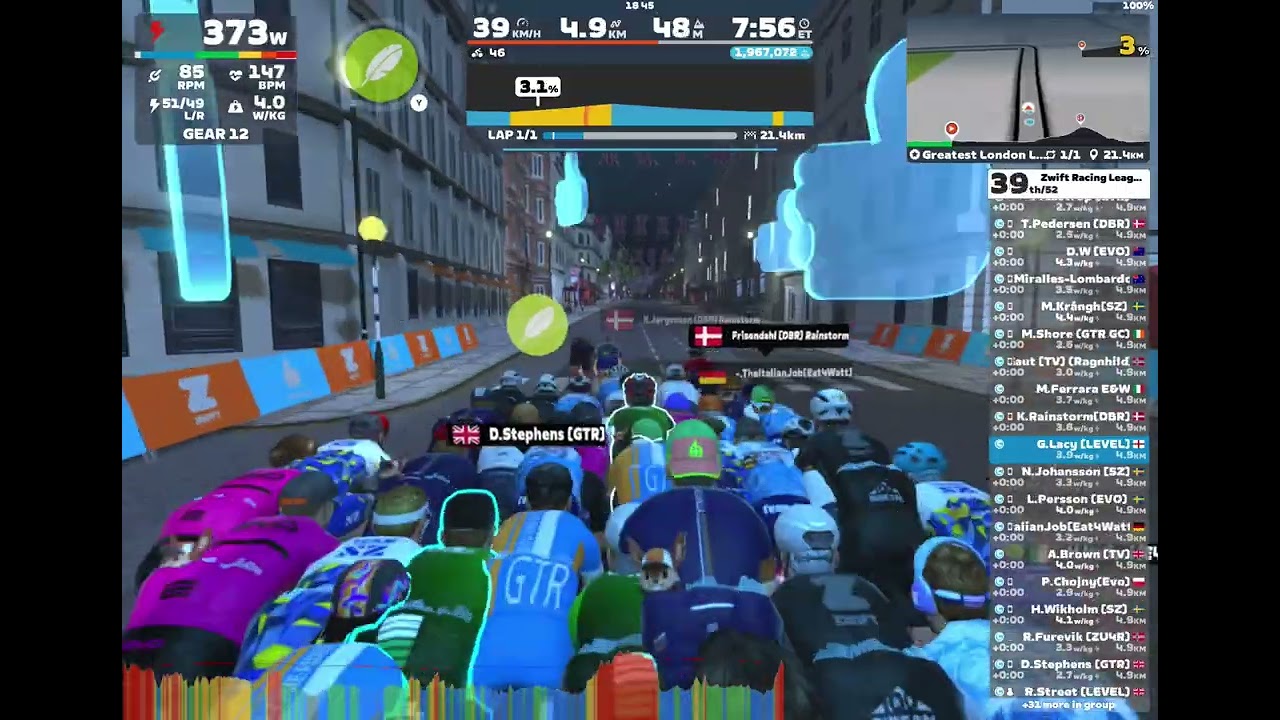 Zwift - Race: Zwift Racing League: Redline Rally - Shamrock Division1 (C) on Greatest London Loop