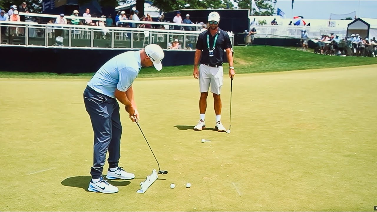 2025 PGA Championship - Alex Noren with his white Edge Putting Rail warming up before Final Round