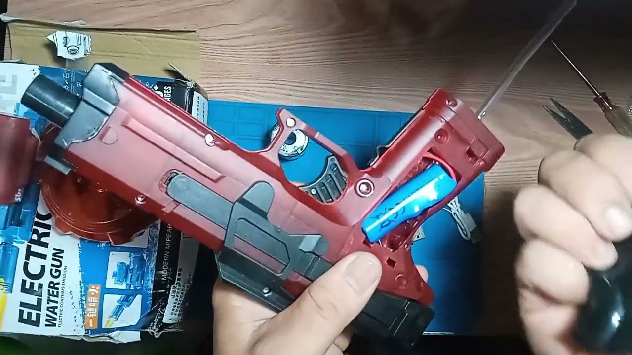 unboxing dan review toys viral watergun electric effect cahaya lampu 