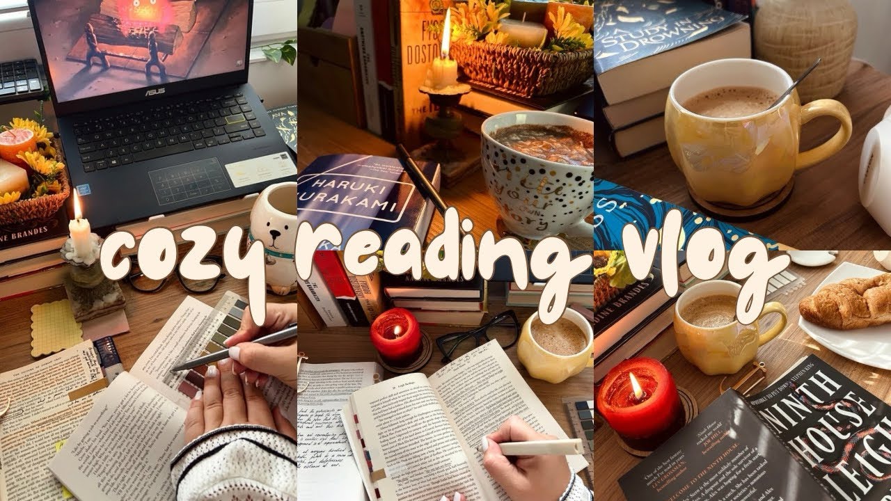a cozy reading vlog 📚🕯️☕️read with me / annotate with me / book haul / new stationary / book musings