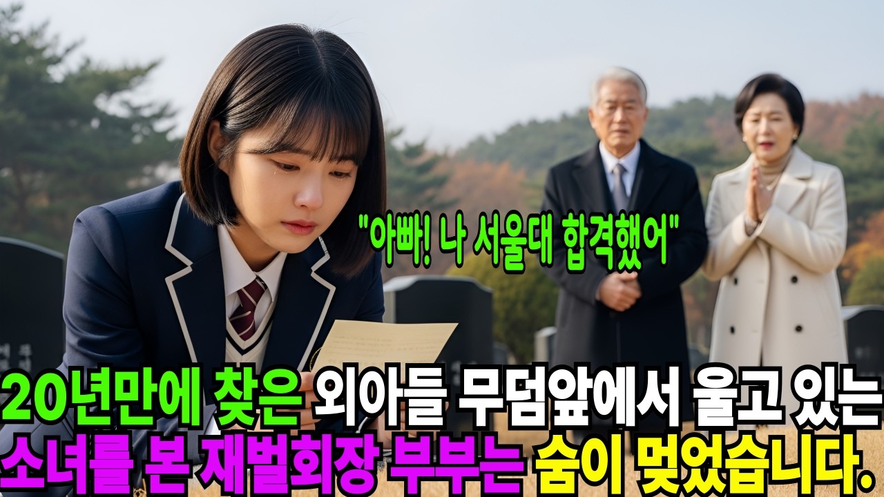 20년 만에 찾은 외아들 무덤앞에서 “아빠! 나 서울대 법대 합격했어” 라고 합격증을 들고 울고 있는 소녀를 본 재벌회장 부부는 숨이 멎었습니다.