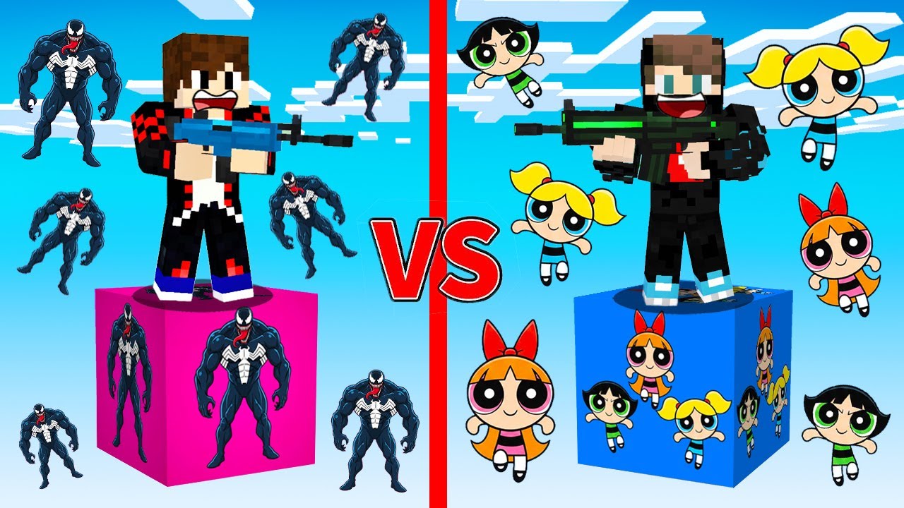 ماين كرافت : حـرب بلوكات الحظ ولكن فتيات القوة ضد فينوم العملاق !!؟ 🔥😱