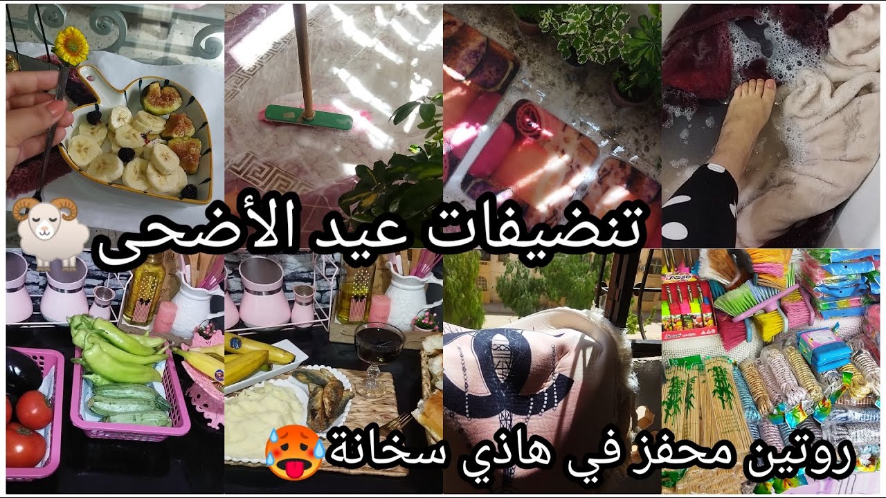 روتين صيفي🌞تحضيرات عيد الأضحى🐏ميناج تزرزيق💧مزلنا مع توجاد العيد🐑غسيل الزرابي و بطانيات🌸أجواء العيد😍