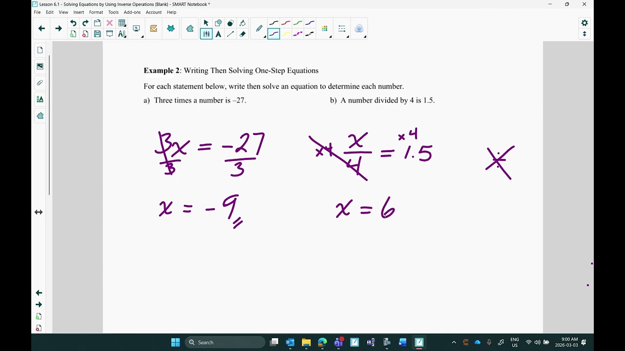 Lesson 6.1: Solving Equations by Using Inverse Operations (Video Lesson)