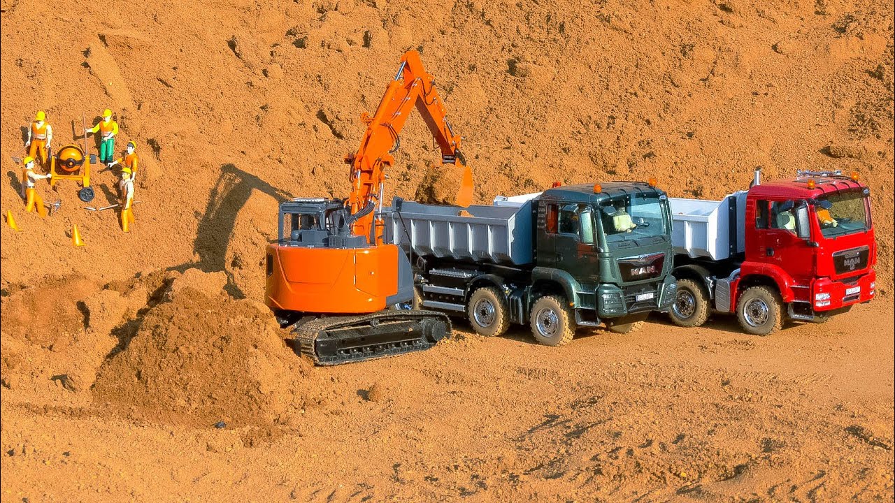 STUNNING RC MODEL TRUCKS, DUMP TRUCK, RC EXCAVATORS, RC DOZER WORK HARD!! RC EXCAVATOR ZX135US