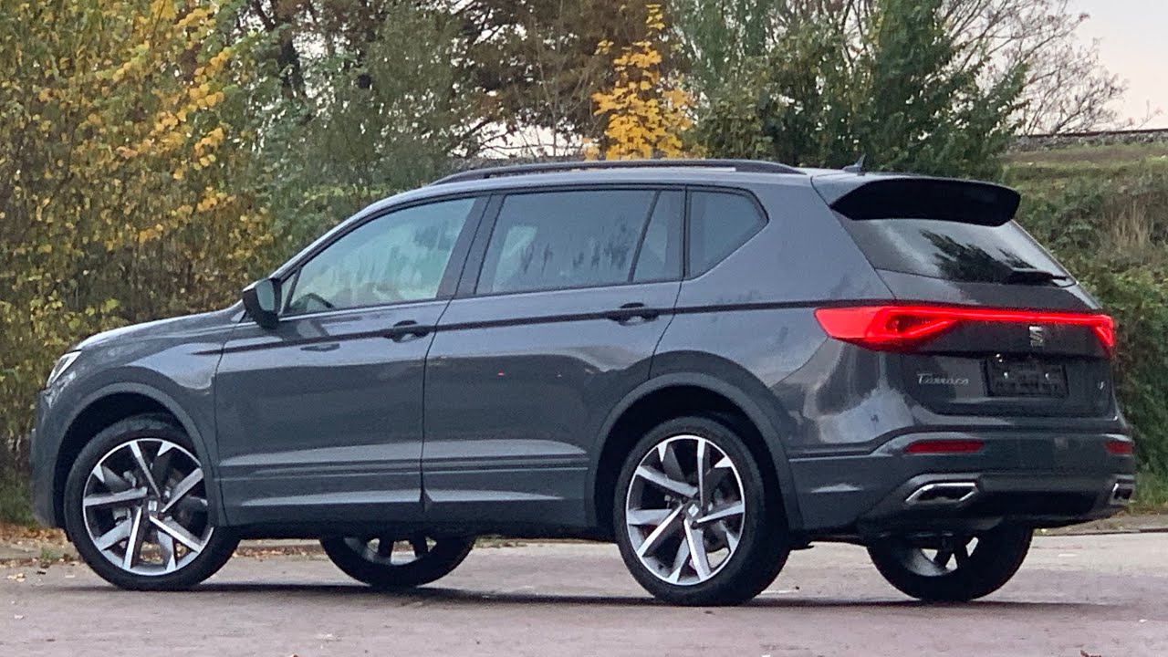 Seat NEW Tarraco FR in 4K 2021 Dolphin Grey Metallic 20 inch Machined walk around & detail inside