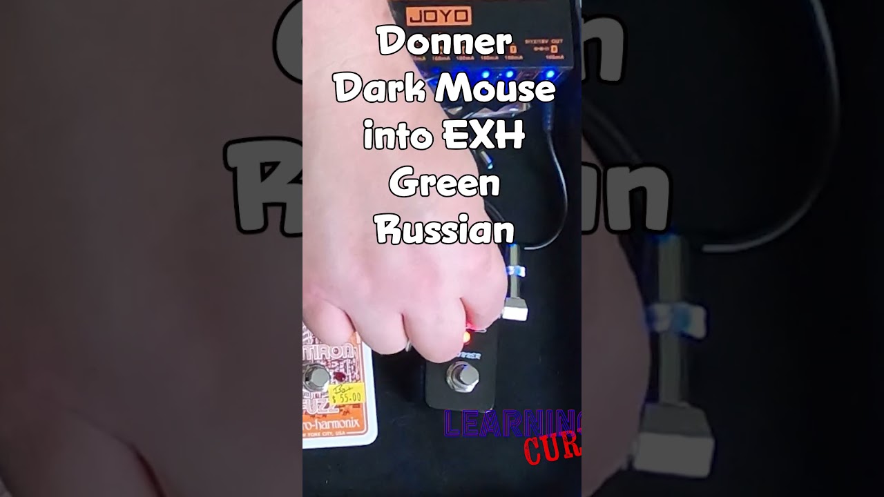 This is a Donner Dark Mouse into an EHX Green Russian