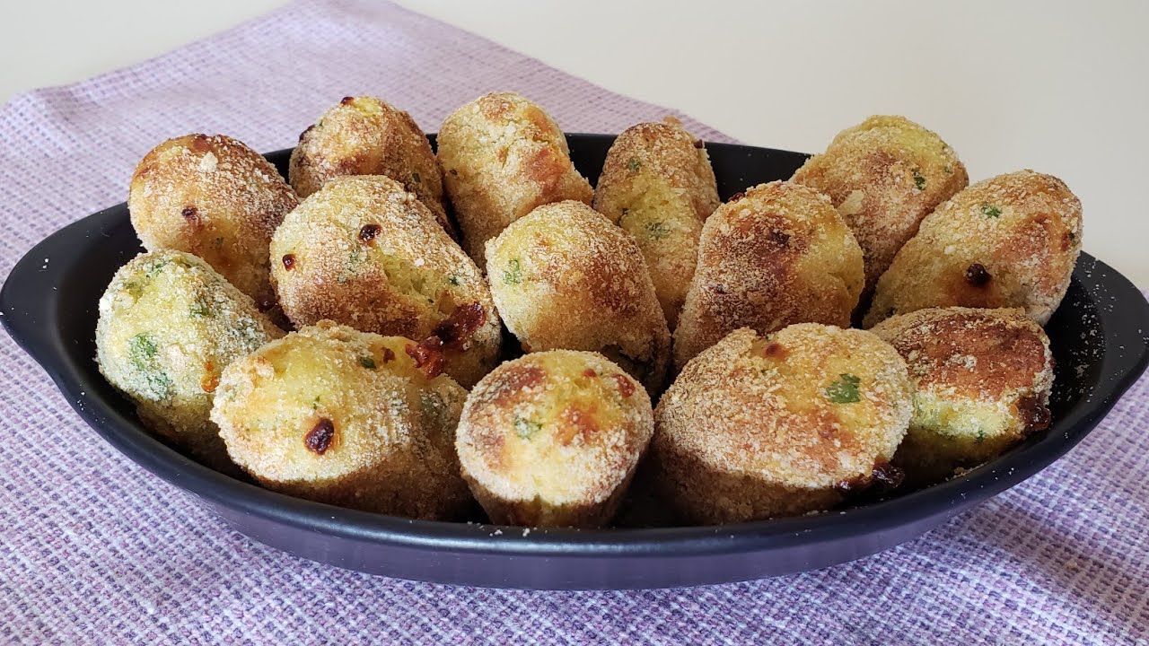 Croquete de batata doce assado na Airfryer. Sequinho, crocante, fácil e delicioso