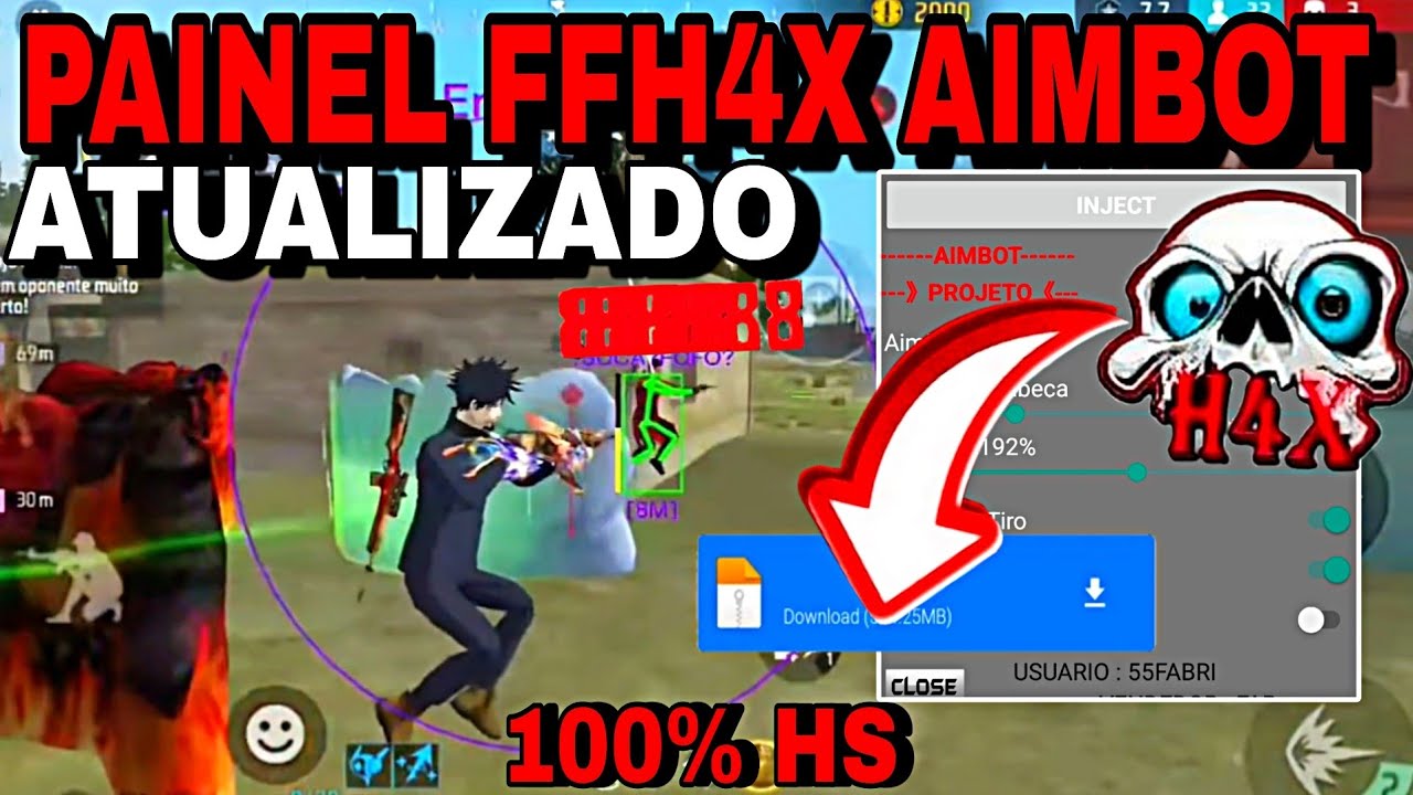 PAINEL FFH4X INJETOR AIMBOT GRATIS ATUALIZADO FF DOWNLOAD PAINEL FFH4X LINK DIRETO SEM USAR KEY
