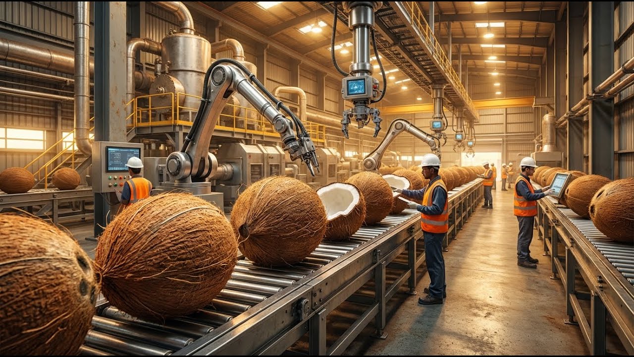 Inside a Massive Coconut Processing Factory | How Millions of Coconuts Are Handled Daily