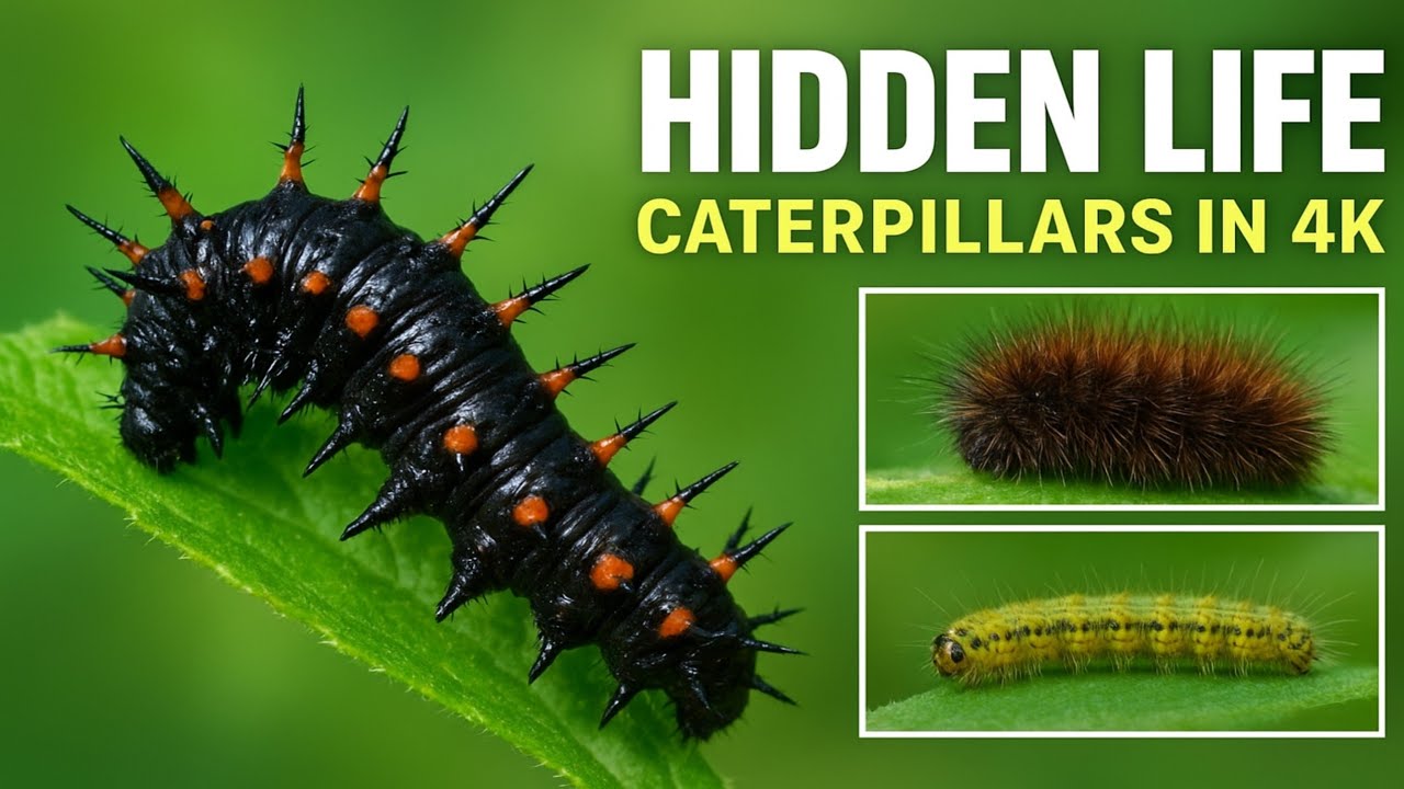 Hidden Life of Caterpillars 🐛 | Stunning Eating & Slow-Motion Walking Scenes in 4K.