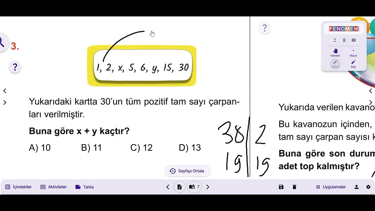 2026-2027 MATEMATİK ÇARPANLAR VE KATLAR 2. DERS KAZANIM SORULARI ÇÖZÜMÜ