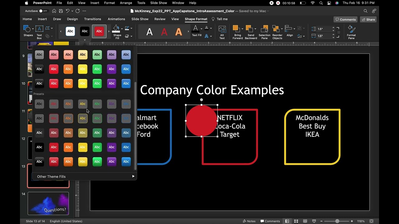 PowerPoint Application Capstone Assessment (Chs. 1-4) (PC and Mac) [Badging Activity]