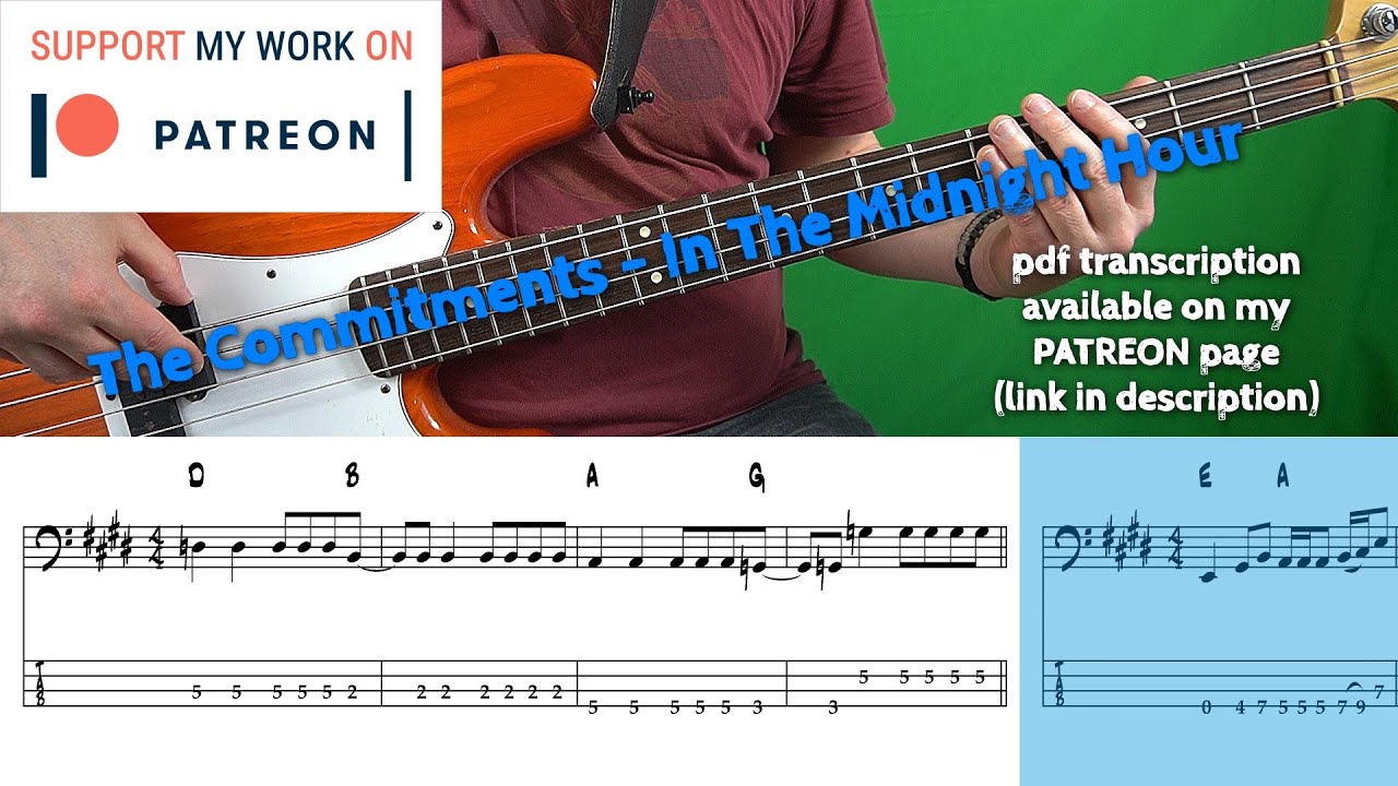 The Commitments -  In The Midnight Hour (Bass cover with tabs)