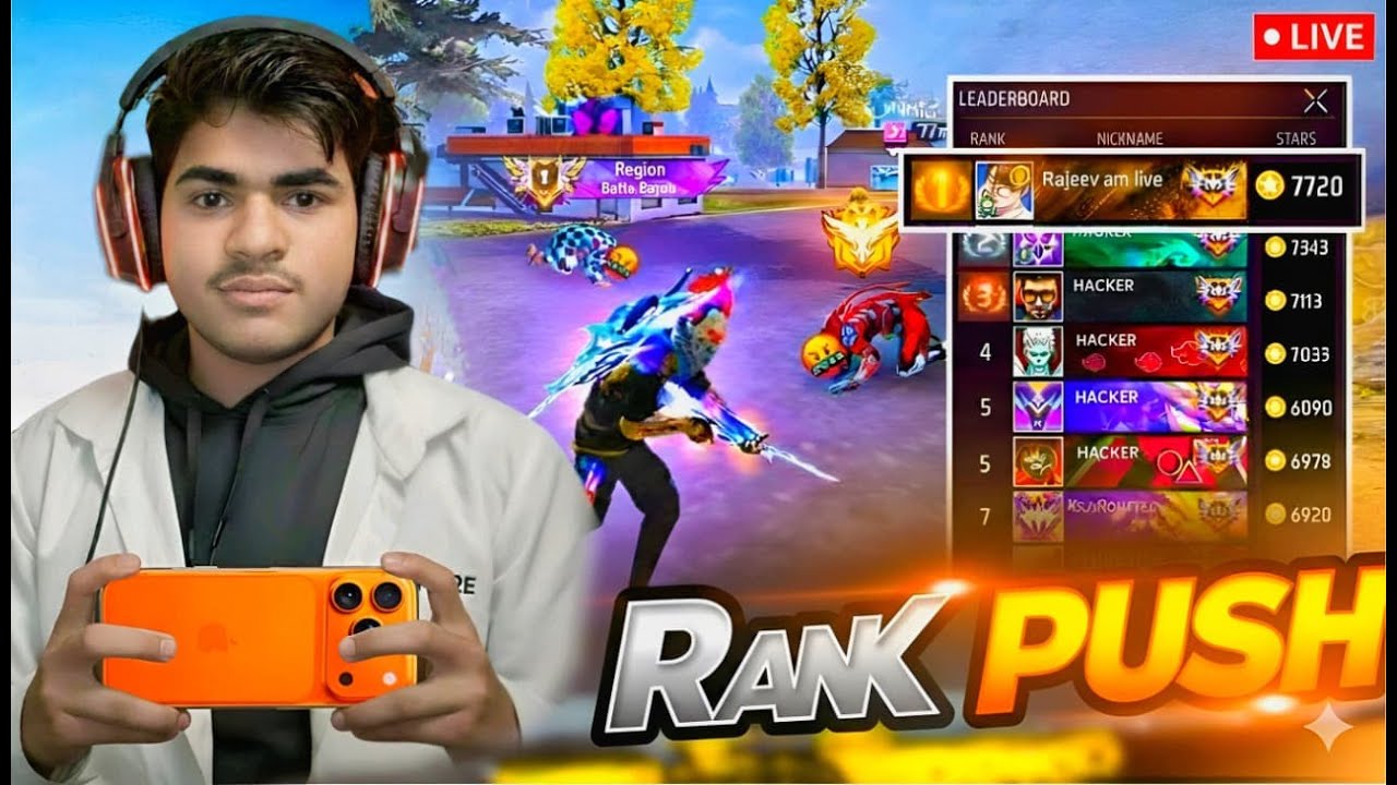 FREE FIRE LIVE RANK PUSH  | FF LIVE TEAM CODE | FF LIVE GIVEAWAY | RAJEEV AM GAMING