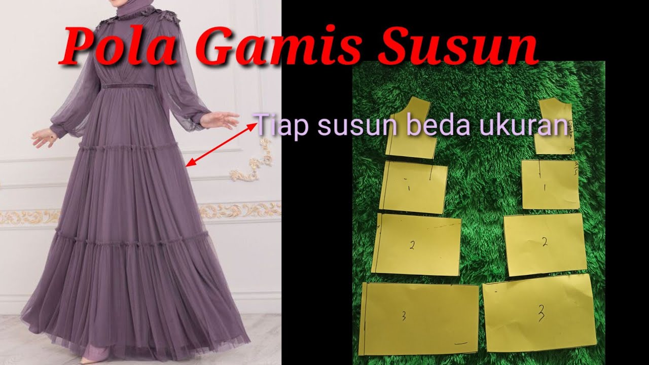Pola Gamis Susun 3 tiap susun beda ukurannya