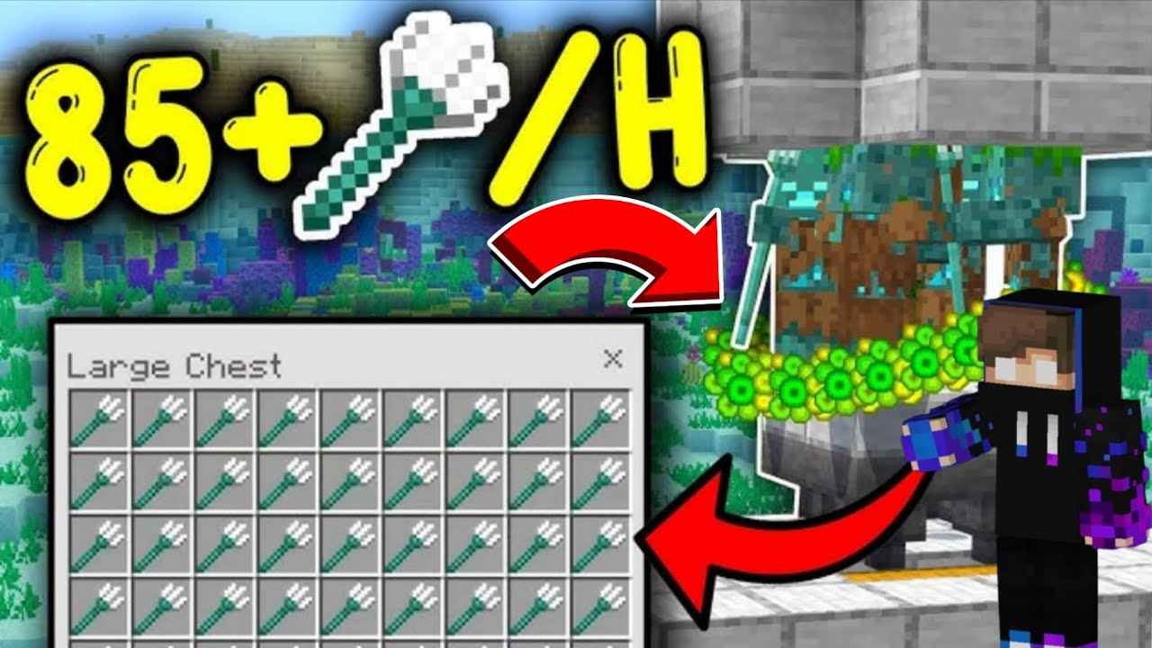 EASIEST TRIDENT FARM in 1.21 Minecraft Bedrock !#minecraft #ytshorts #bedrock