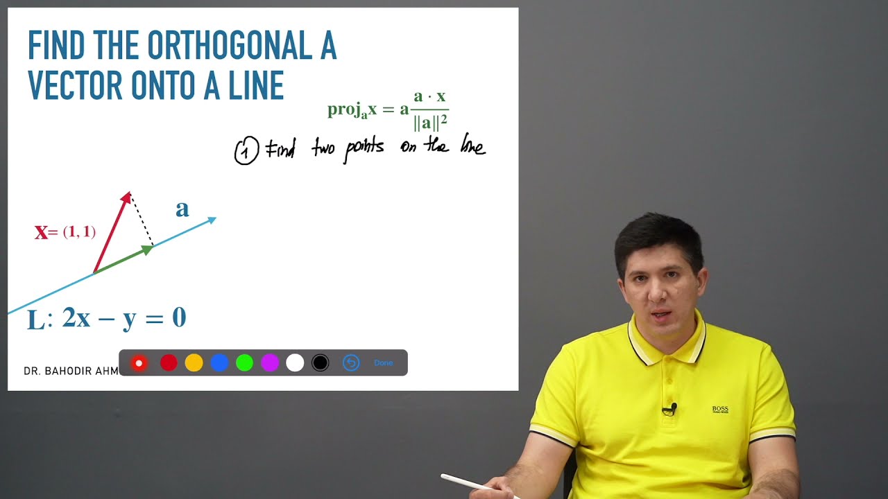 Orthogonal projection of a vector onto a line.