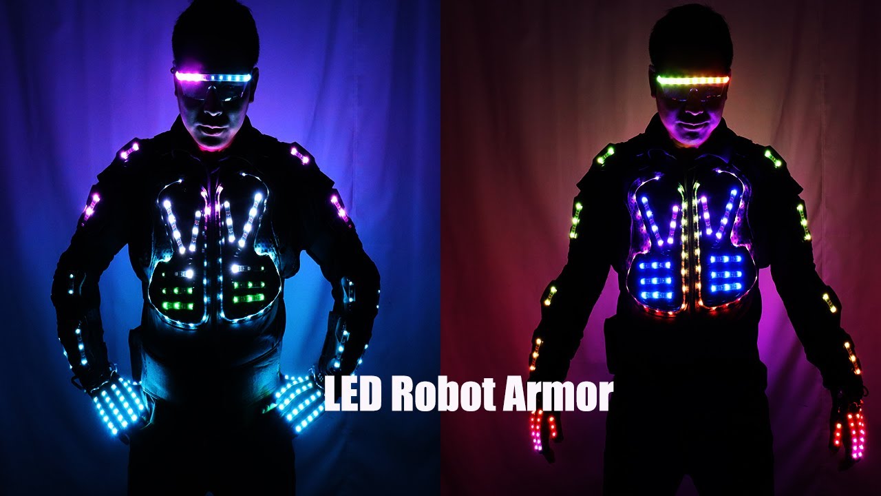 Full color LED Luminous Armor Light Up Jacket Glowing Costumes Suit