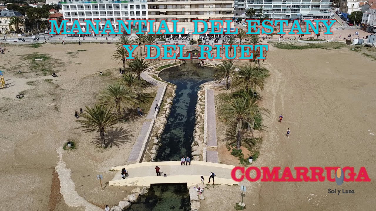 DRON EN EL MANANTIAL DE L'ESTANY I EL RIUET DE COMARRUGA ,  AGUAS TERMALES  (TARRAGONA -  ESPAÑA)