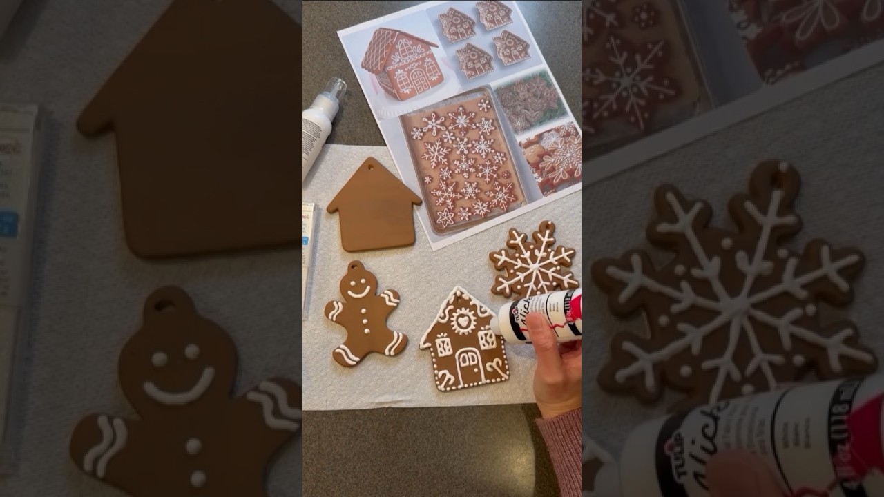 Adorable gingerbread and gingerbread house ornaments for your Christmas tree 🌲❄️🎅 #christmastree