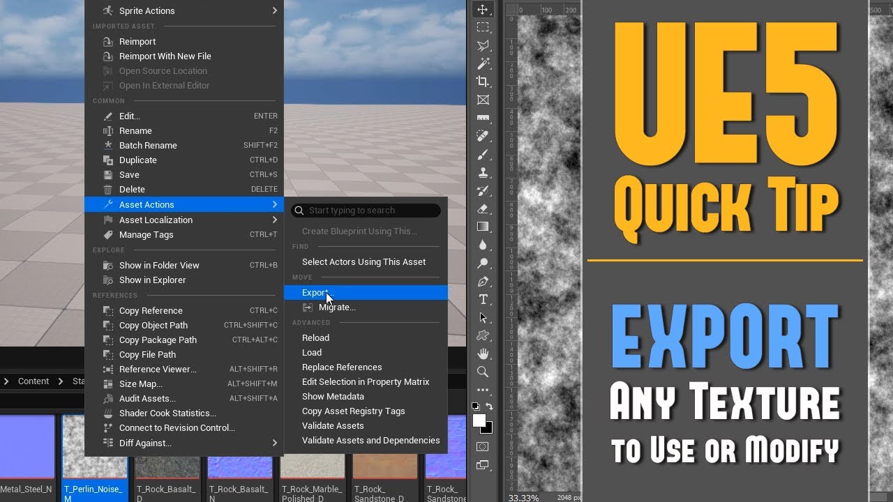 Совет по UE5 № 40: Экспортируйте любую текстуру из UE5 для использования и модификации.
