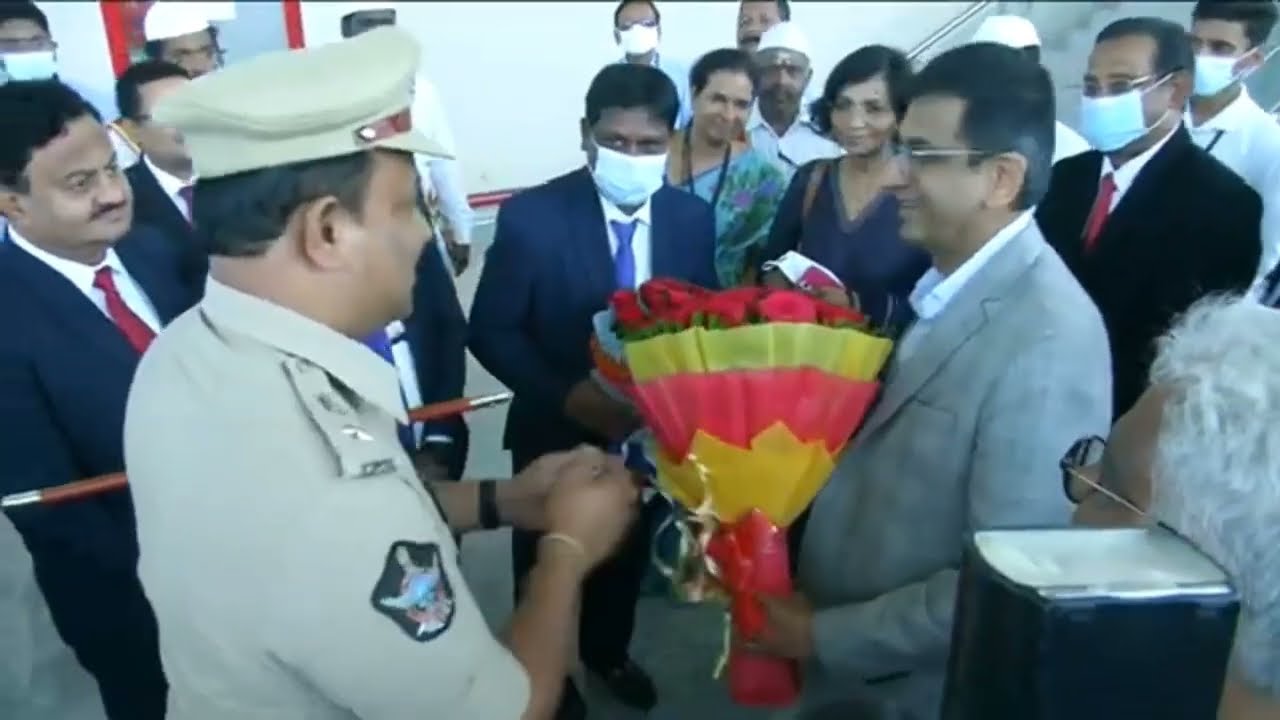 CJI Dhananjaya Y. Chandrachud Grand Receiving at Airport by TPT Collector,SP,Subscribe to Mychannel