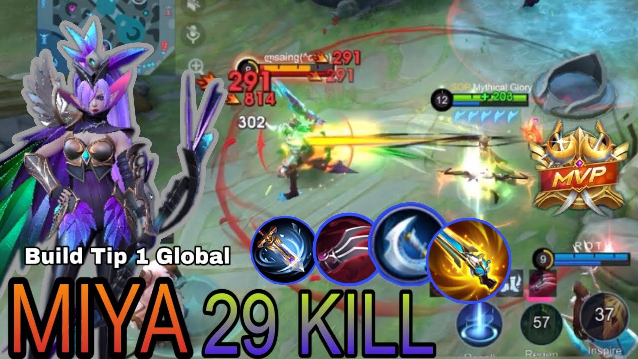 SAVAGE & MANIAC!! 29 Kills Miya Best Build Gold Lane!! - Build Top 1 Global Miya ~ MLBB