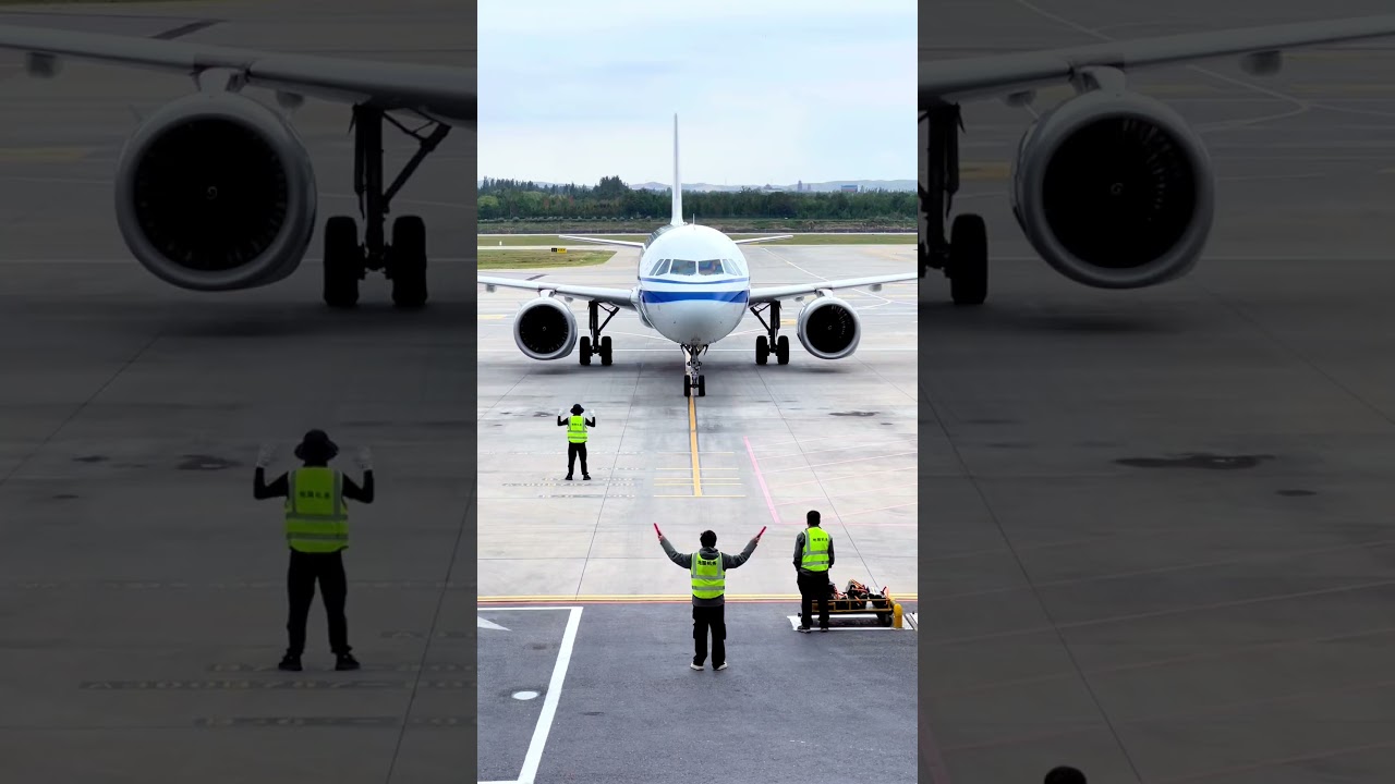 Maintenance conducts the entire process of parking and positioning an Airbus A321