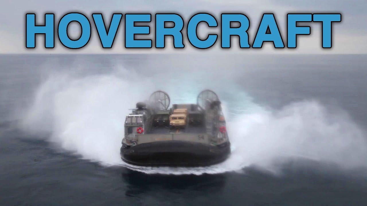 U.S. LCAC Hovercraft Docking Into Another Ship