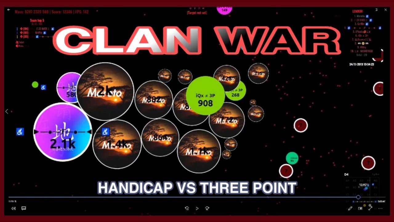 Agar.io | HANDICAP vs THREE POINT ft. Vanator // Official ClanWar