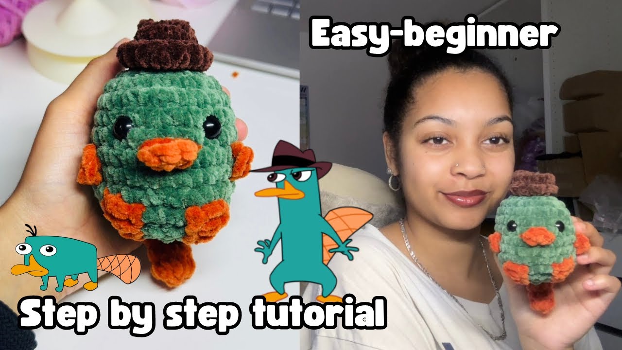 Crochet perry the platypus tutorial 🦫🤠 FREE amigurumi, step by step beginner crochet tutorial