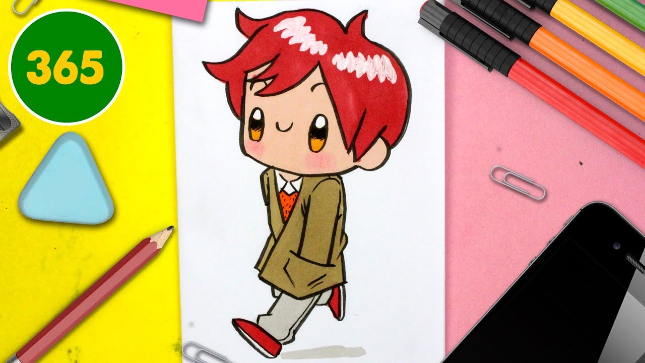 COMMENT DESSINER UN GARÇON KAWAII ÉTAPE PAR ÉTAPE – Dessins kawaii facile