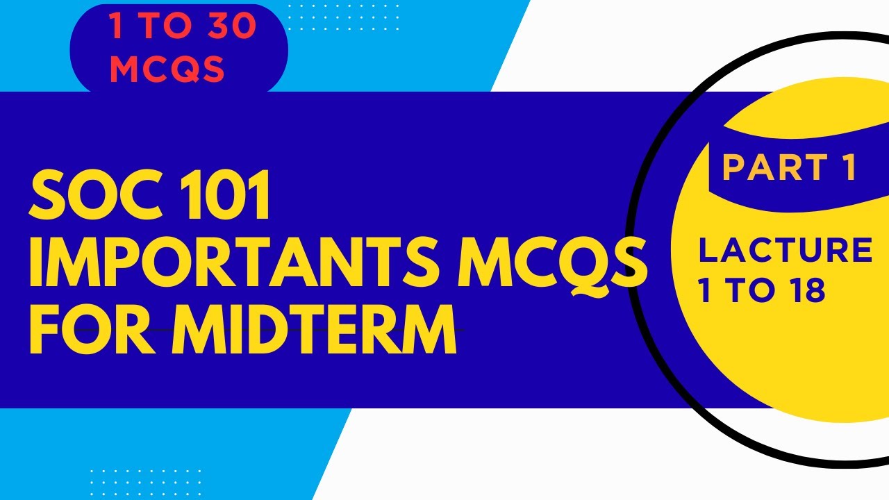 SOC101 Midterm Important MCQs | Solved Sociology MCQs for VU | Lectures 1–18 | 100% Exam Preparation