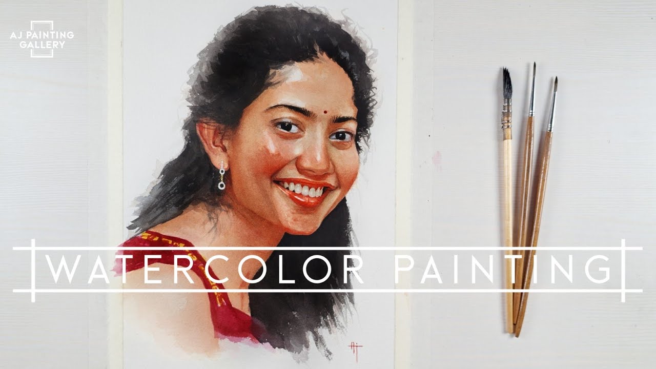 Watercolor Portrait Painting|how to paint| #saipallavi #watercolor #art #painting