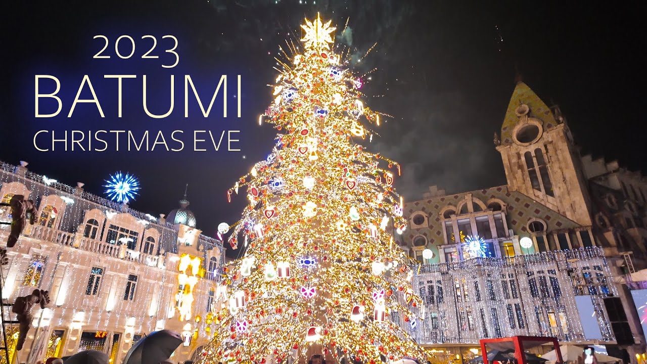 CHRISTMAS WALK IN BATUMI 2023 | Christmas tree lighting ceremony, fireworks, christmas decorations