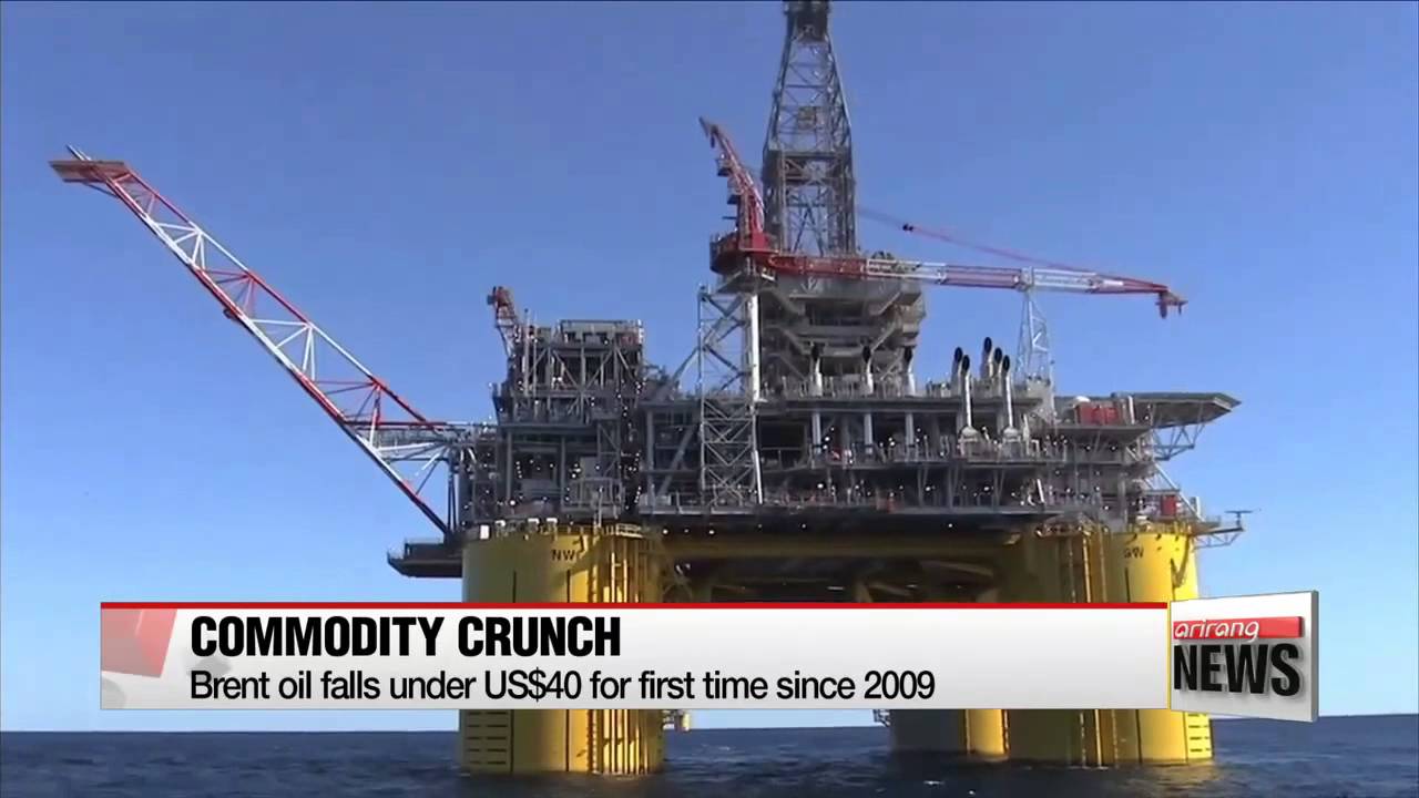 Brent oil falls under $40 for first time since 2009