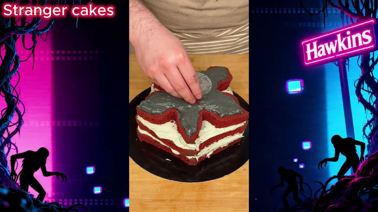 🧇🔦🚲📺 𝚂𝚃𝚁𝙰𝙽𝙶𝙴𝚁 (𝚃𝙷𝙸𝙽𝙶𝚂) CAKES - 🌸Demogorgon red velvet cake🌸 