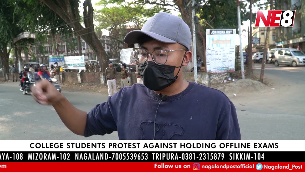 College students protest against offline examination