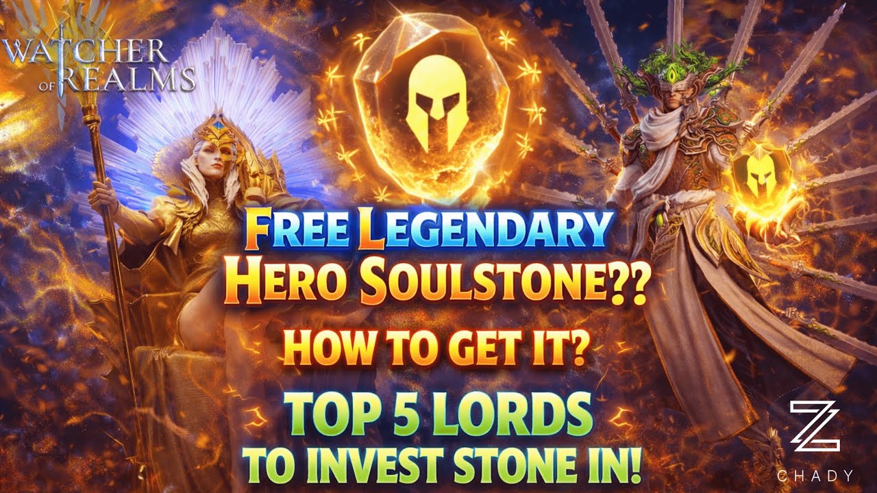 NEW FREE LEGENDARY HERO STONE COMING! | Top 5 Lords To Invest a SoulStone In? | Watcher of Realms