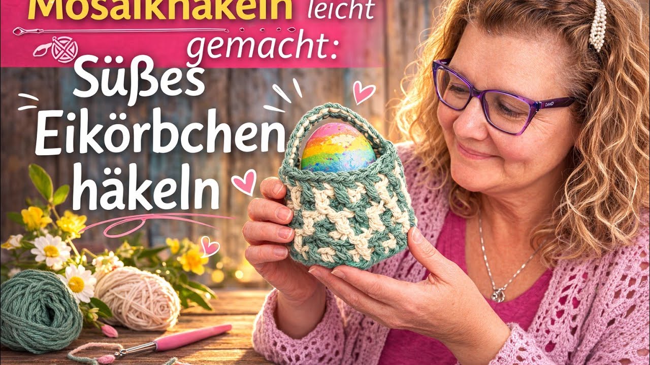 👉 Eik&ouml;rbchen in Mosaikh&auml;keln 🧺 | Schritt f&uuml;r Schritt Anleitung in Runden