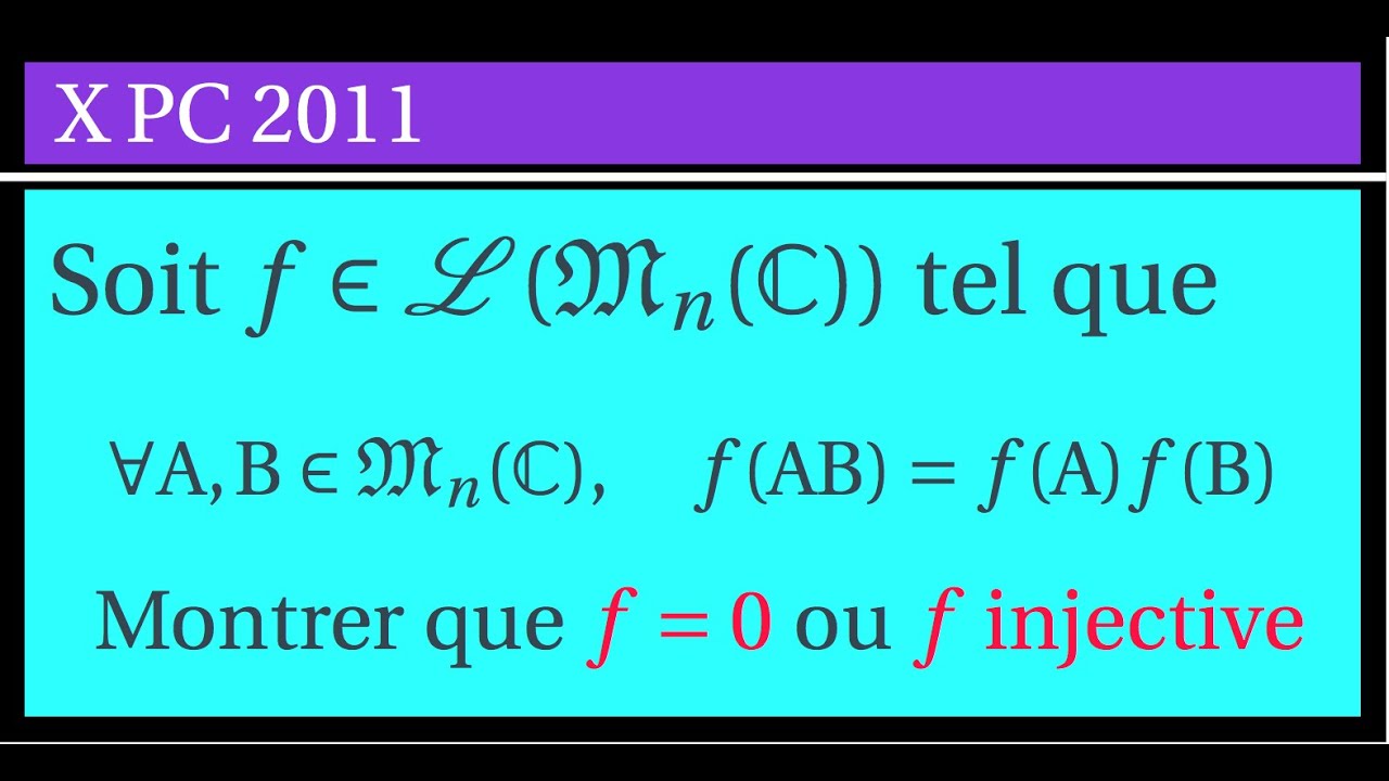 Exercice sur l'étude d'un endomorphisme de Mn(C). Oral Polytechnique option PC 2011