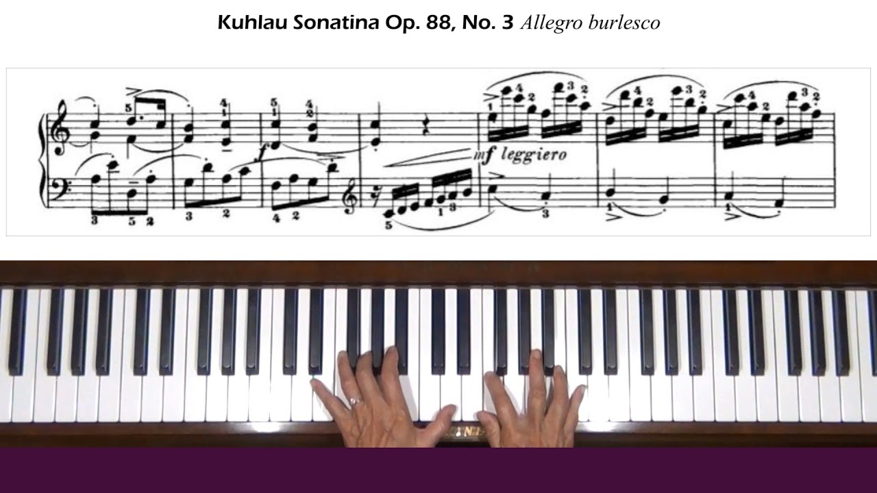 Kuhlau Sonatina in A minor Op. 88, No. 3 Allegro burlesco Piano Tutorial