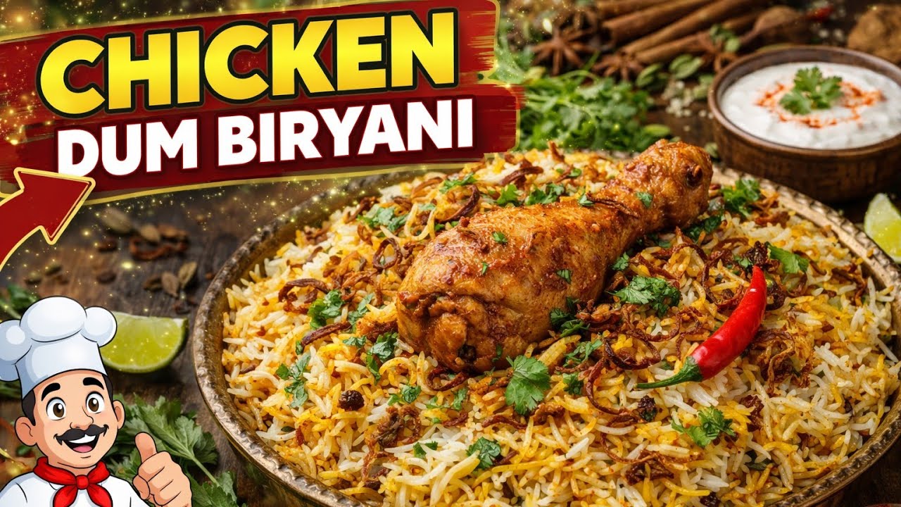खुशबूदार मसालेदार चिकन दम बिरयानी.Chicken Dum Biryani Recipe