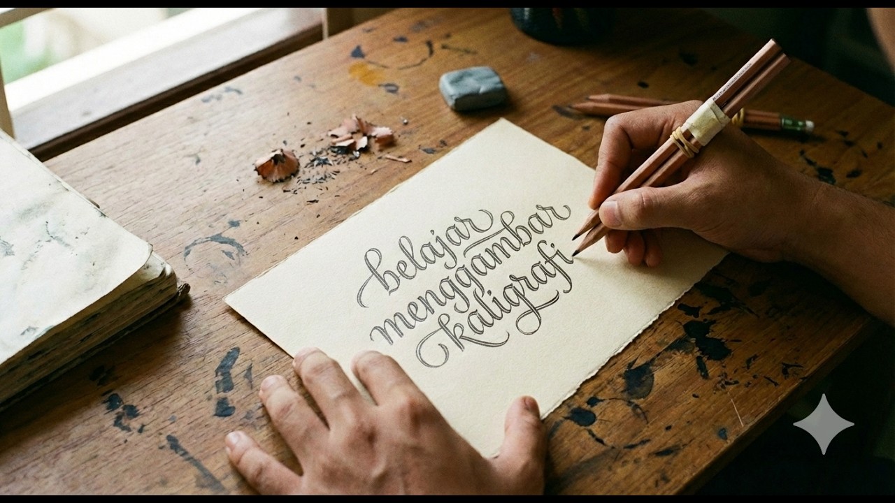 Membuat kaligrafi sambil ngabuburit
