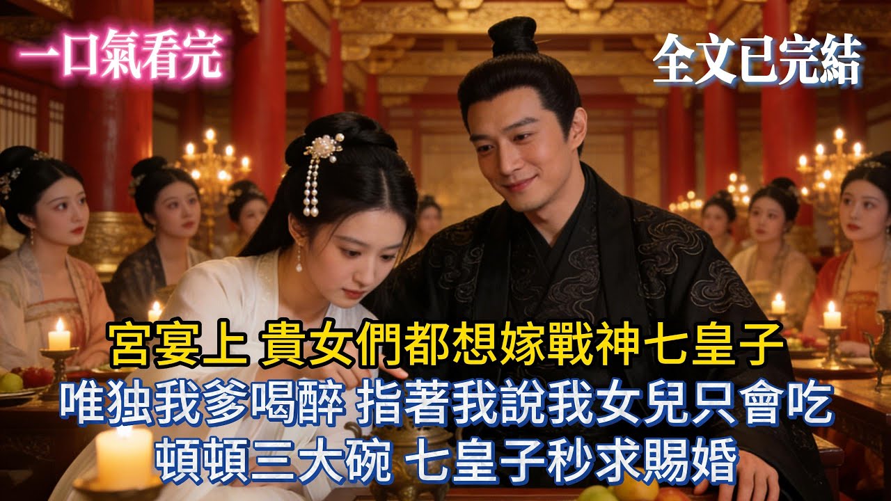 【完結小說】宮宴上，貴女們都想嫁戰神七皇子。唯独我爹喝醉，指著我說：我女兒只會吃，頓頓三大碗！七皇子秒求賜婚#小说推荐 #小说 #完結 #一口气看完 #古风